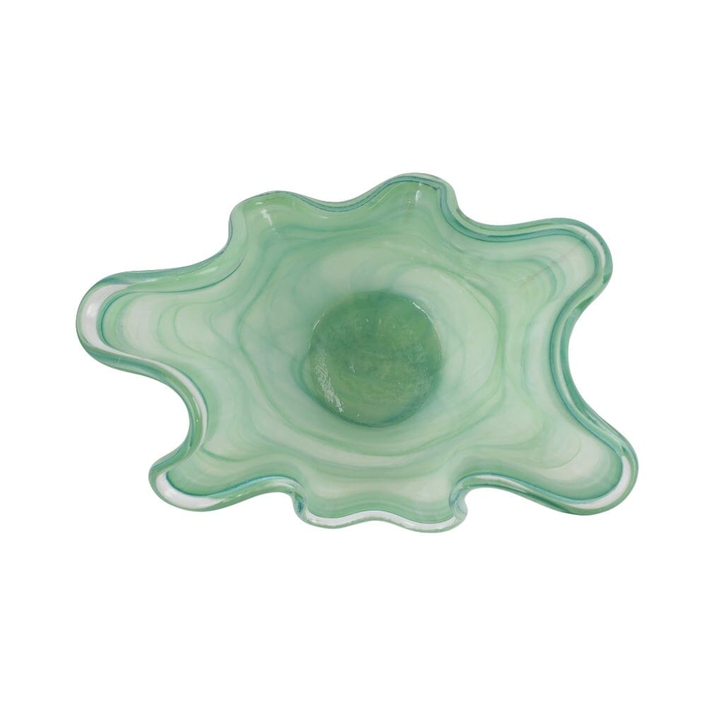 Medium-Sized Italian Mouthblown Vietri Onda Green Glass Bowl