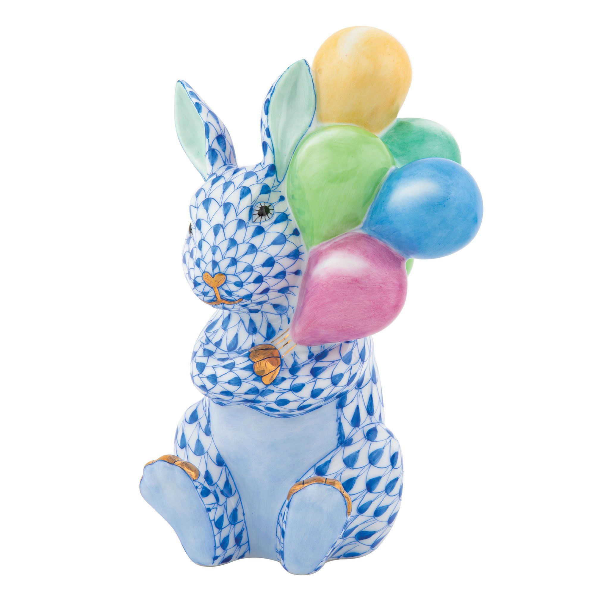 Exquisite Handmade Herend Balloon Bunny Porcelain Figurine for Collectors