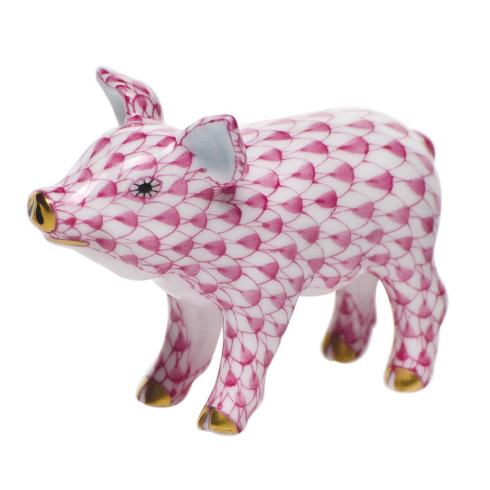 Herend Standing Figurine of a Little Pig - Handmade Porcelain Collectible