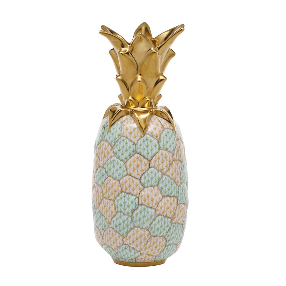 Limited Edition Herend Large Hand - painted Porcelain Pineapple Figurine