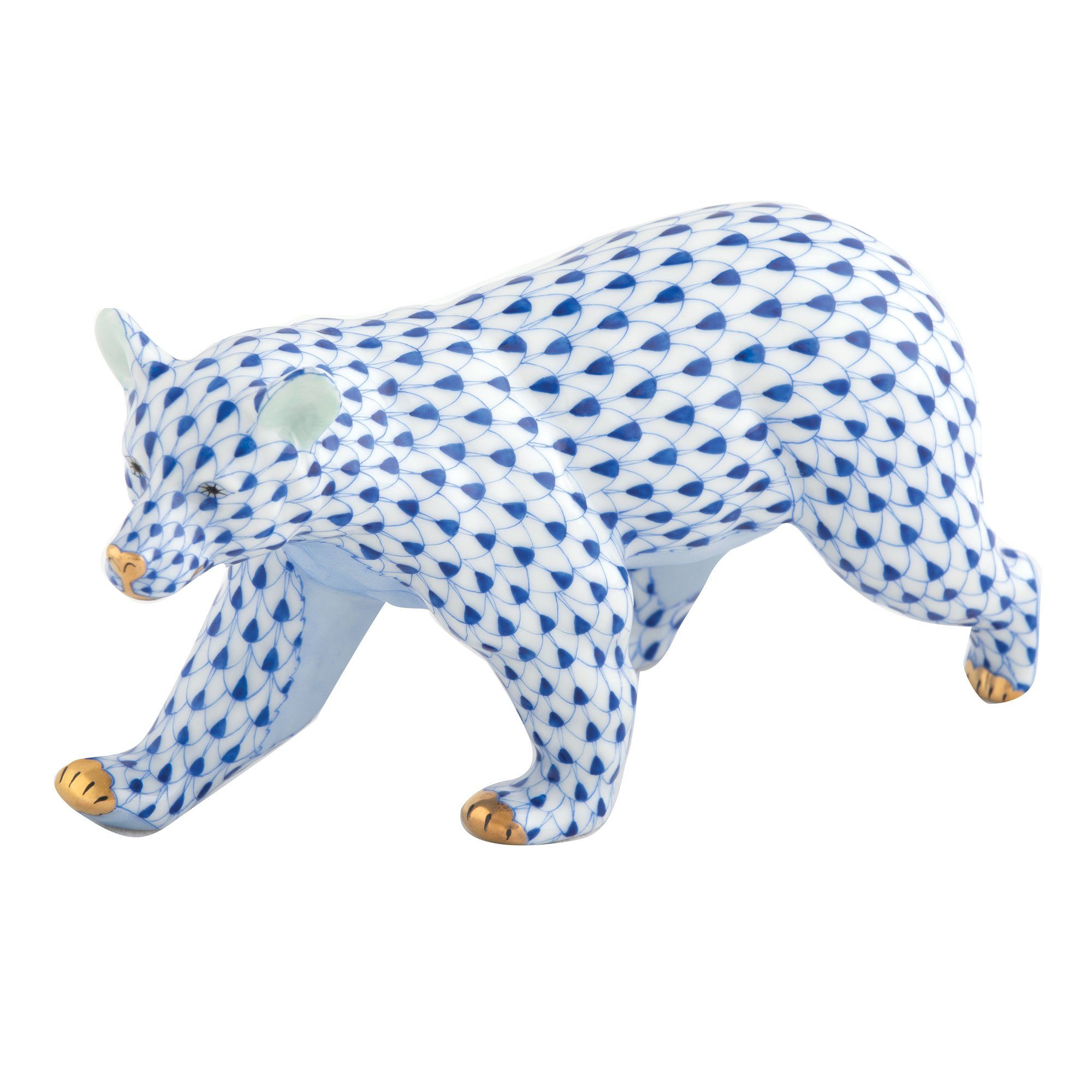 Exquisite Herend Handmade Walking Bear Porcelain Figurine