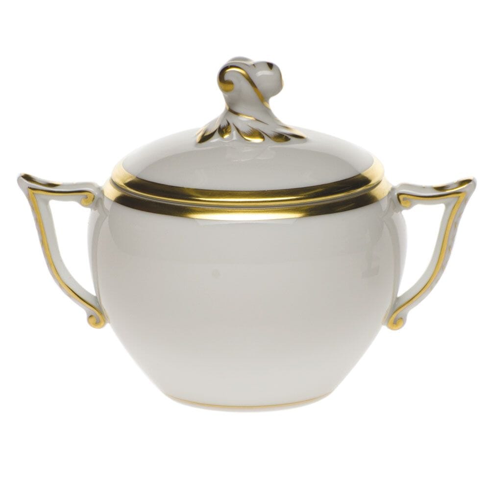 Herend Gwendolyn Hand - painted Porcelain Covered Sugar Bowl with Twisted Knob
