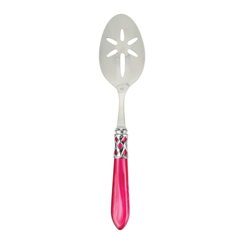 Vietri Aladdin Shiny Chrome 18/10 Stainless Steel Slotted Serving Spoon