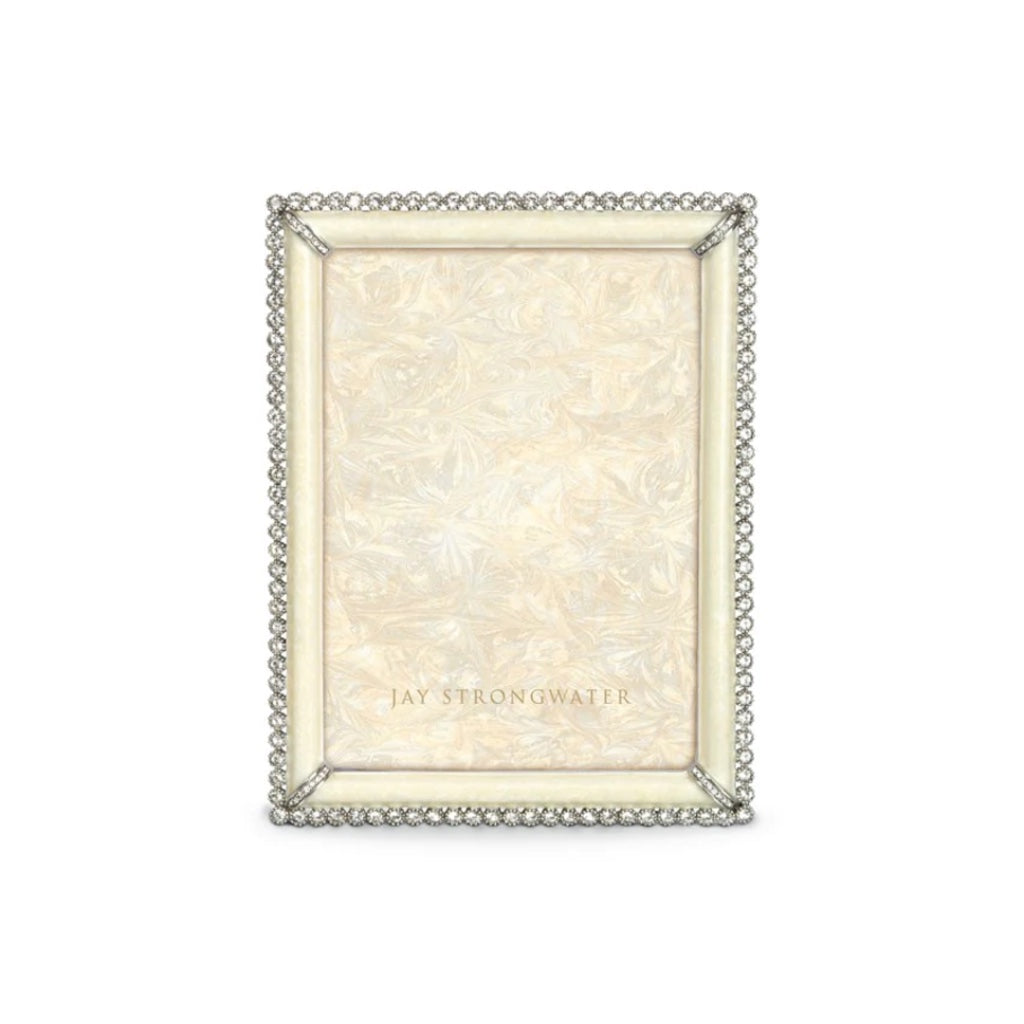Jay Strongwater Lucas 5 x 7 Picture Frame with Crystal Pearl and 14K Gold Finish