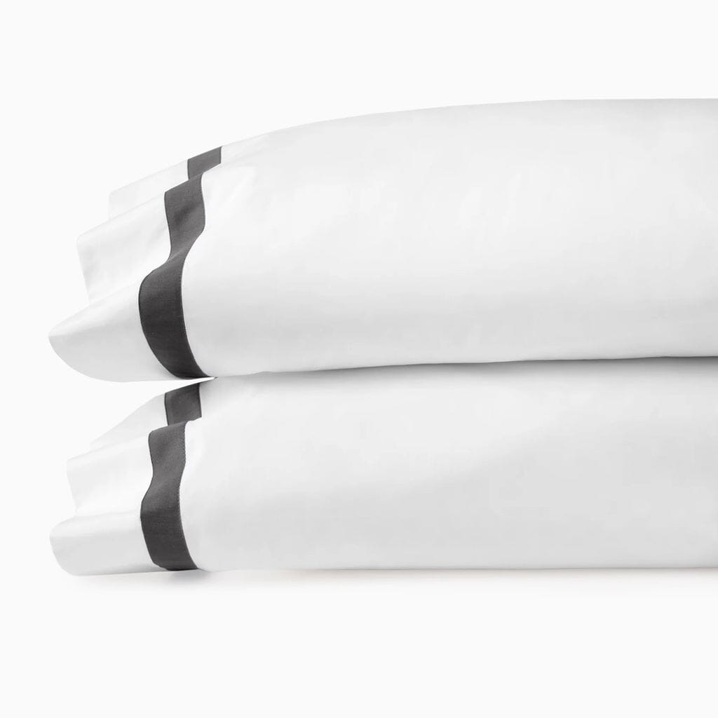 Sferra Estate 22 x 33 Standard Pillowcase Pair in Pristine White with Colorful Sateen Applique