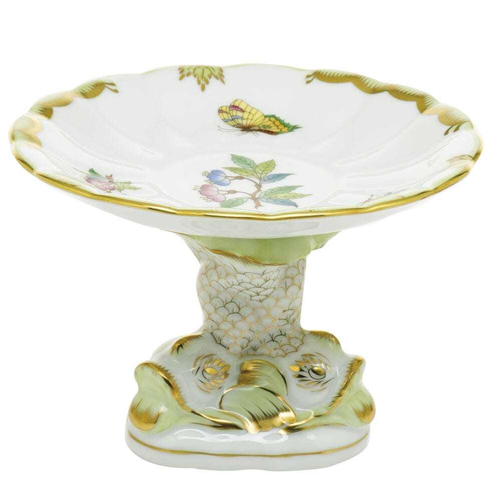 Exquisite Herend Porcelain Queen Victoria Shell Ornament with Decorative Dolphin Stand
