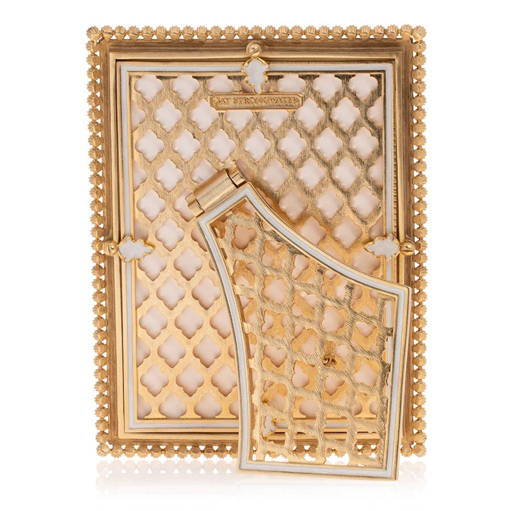 Jay Strongwater 5" x 7 Boudoire Frame with Blush Pink & Cream Ombre Enamel