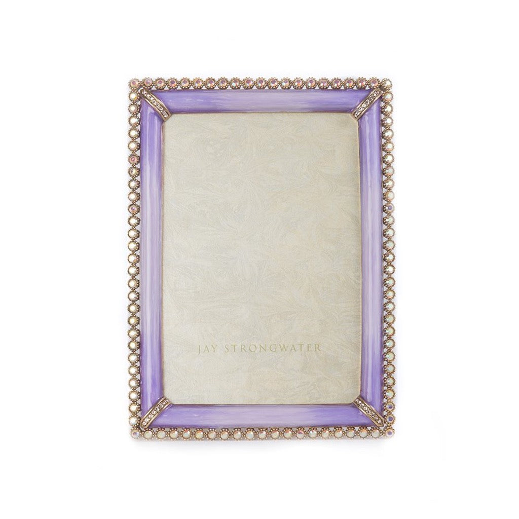 Jay Strongwater Lavender 4 x 6 Lorraine Frame with 18K Gold Finish