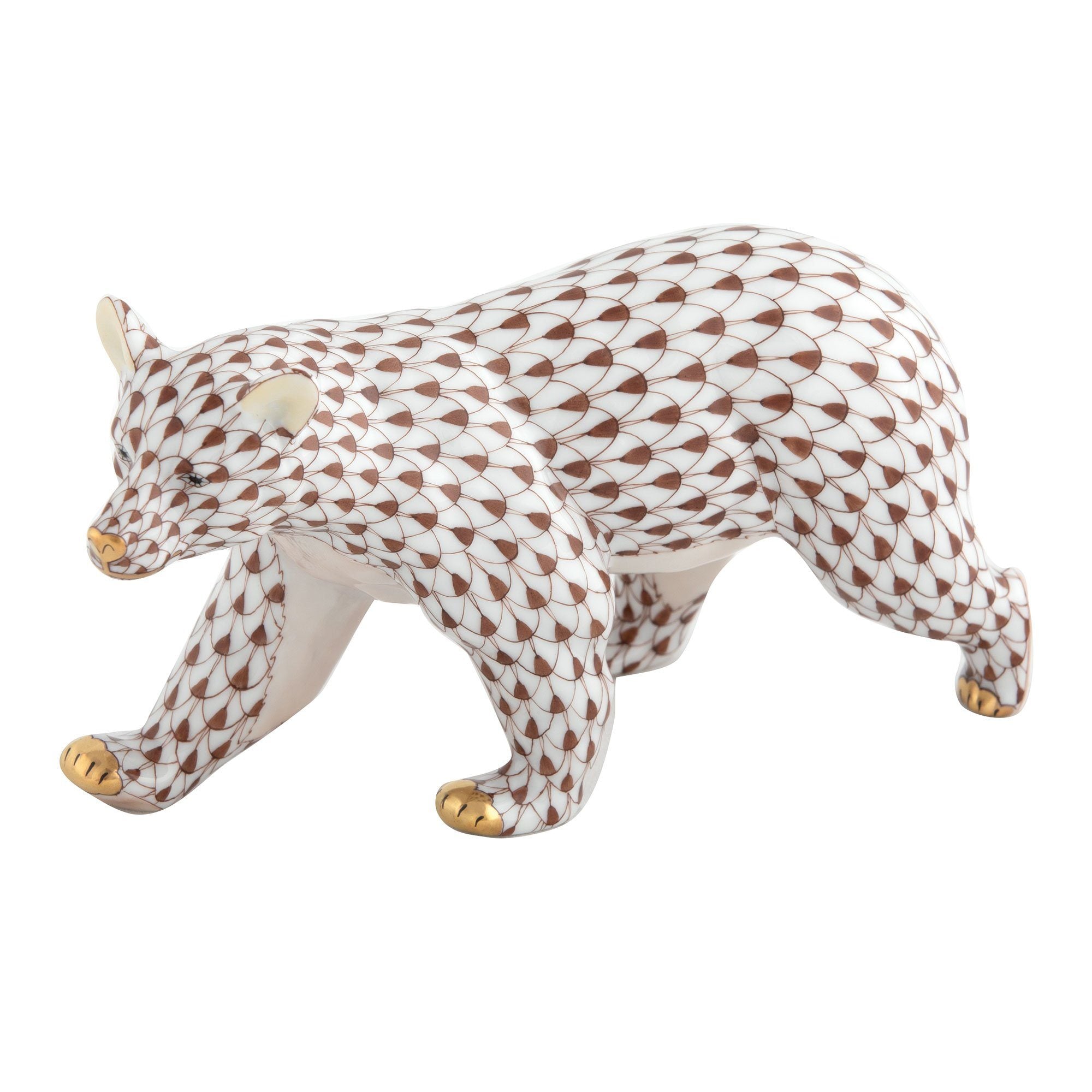 Exquisite Herend Handmade Walking Bear Porcelain Figurine