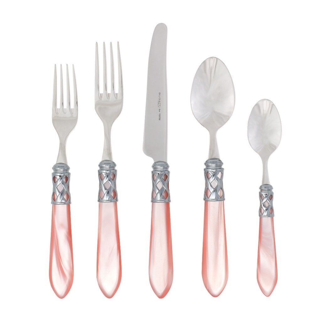 Vietri Aladdin Brilliant Stainless Steel Five-Piece Dinnerware Place Setting