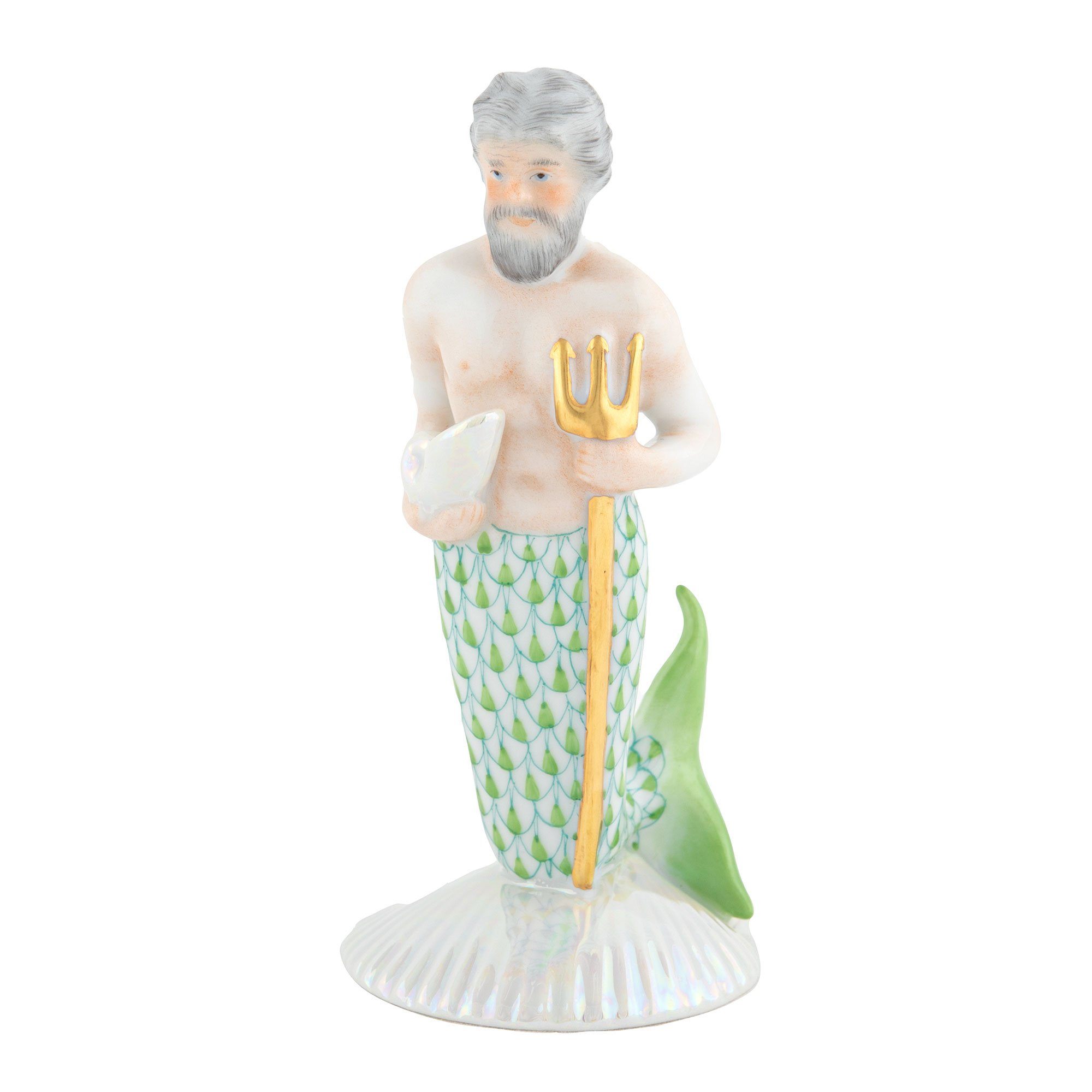 Exquisite Handmade Herend Neptune Porcelain Figurine