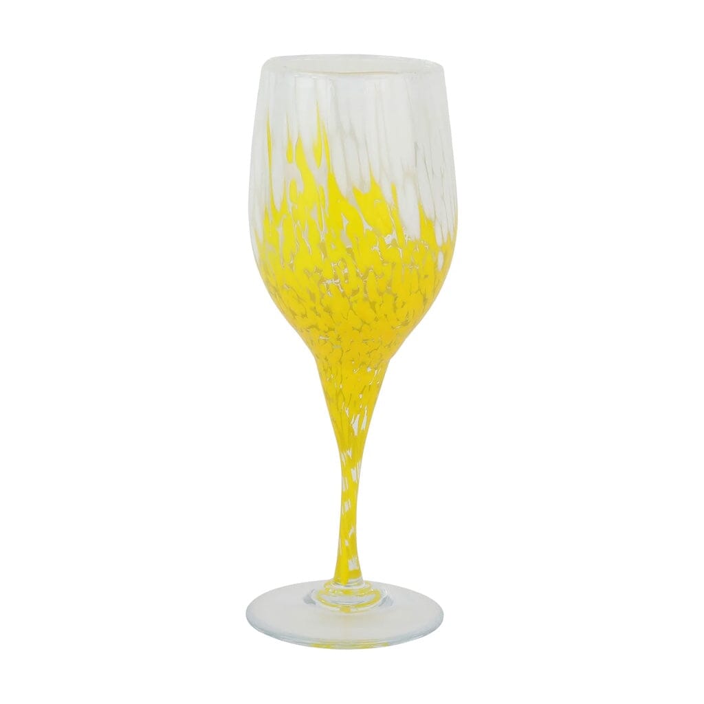 Vietri Nuvola White and Yellow Colored Hand - Blown Wine Drinking Glass