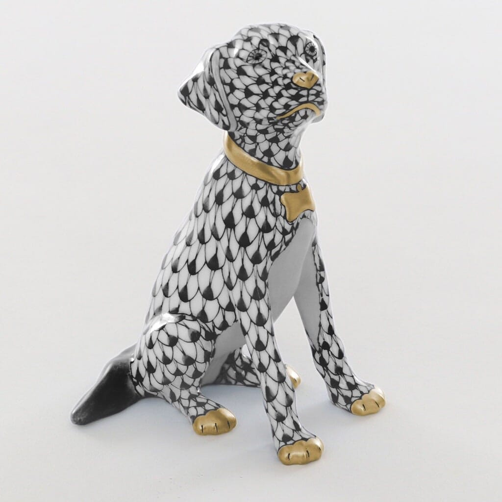 Herend Handmade Young Golden Retriever Puppy Porcelain Figurine for Dog Lovers