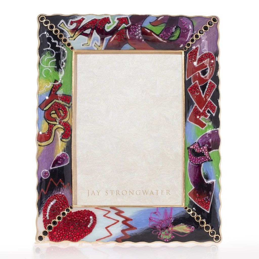 Jay Strongwater Clifton 5 x 7 Graffiti Frame with Ruffle Edge and Enamel & Crystals