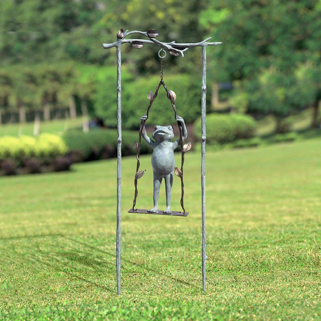 SPI Garden Daredevil Frog On Swing Statue