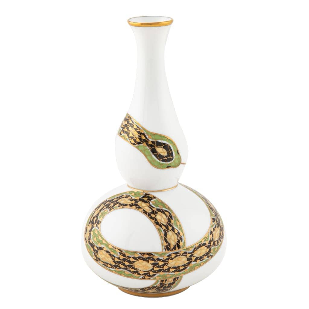 Exquisite Herend Hand - Painted Porcelain Snake - Wrapped Vase