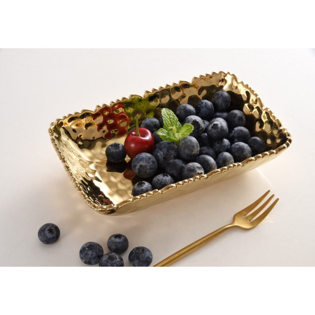 Pampa Bay Premium Golden Millennium Rectangular Porcelain Serving Dish