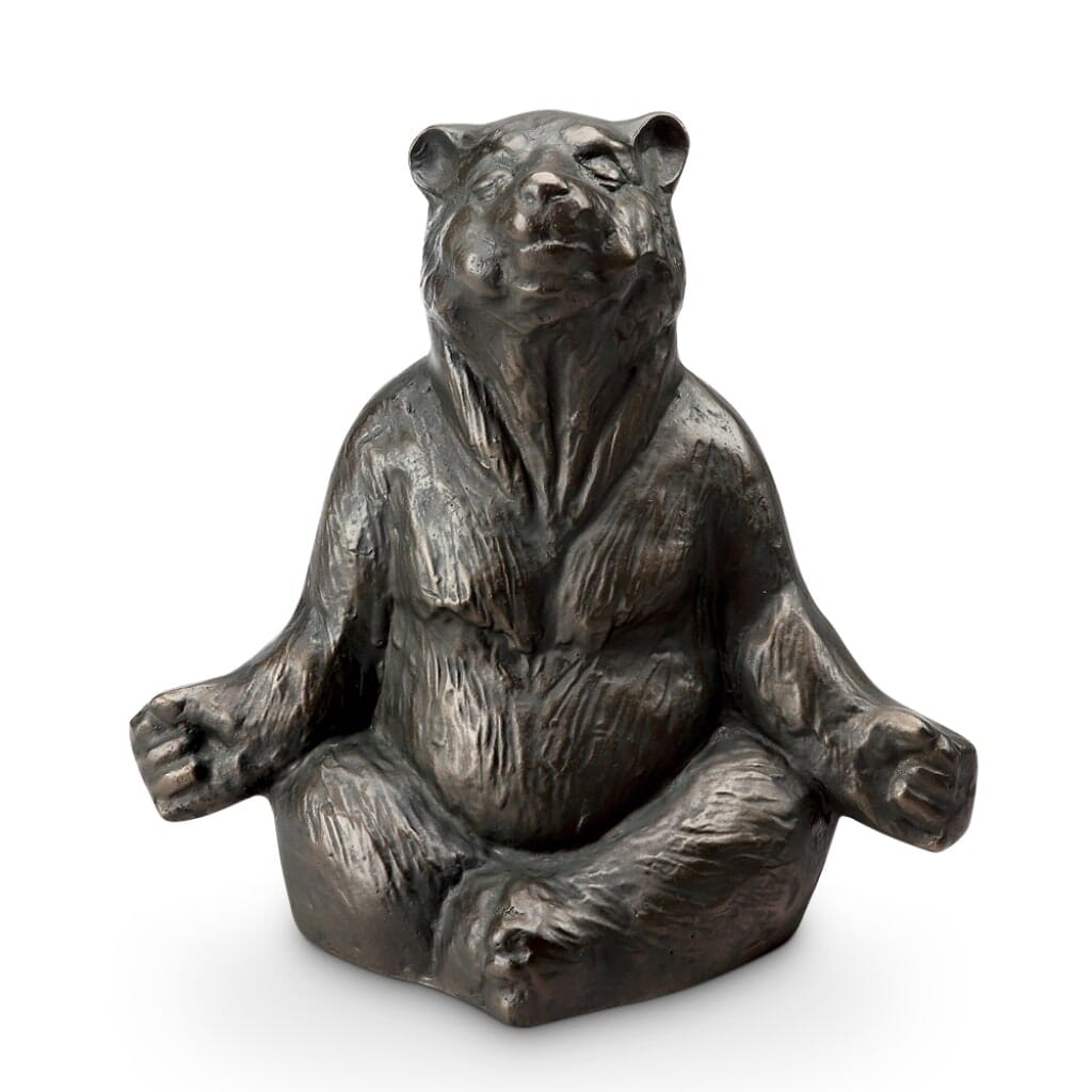 Adorable SPI Aluminum Garden Yoga Bear Sculpture for Whimsical Decor