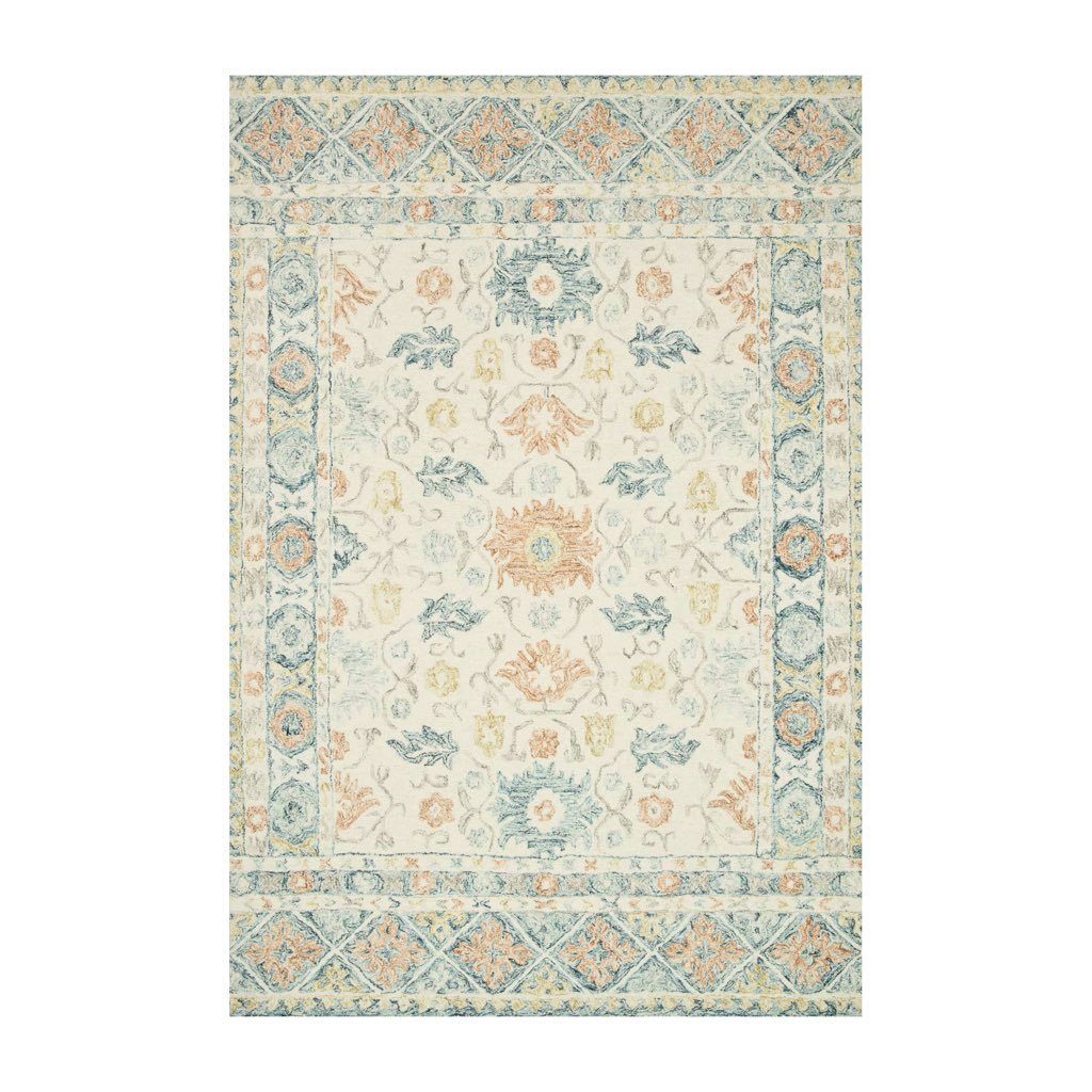 Loloi Norabel NOR 01 Ivory and Multi-Colored Hand-Hooked Wool Area Rug for Modern Homes