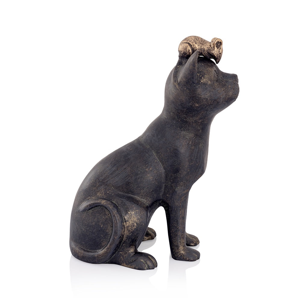 Adorable SPI Aluminum Garden Rivalry Cat & Mouse Sculpture