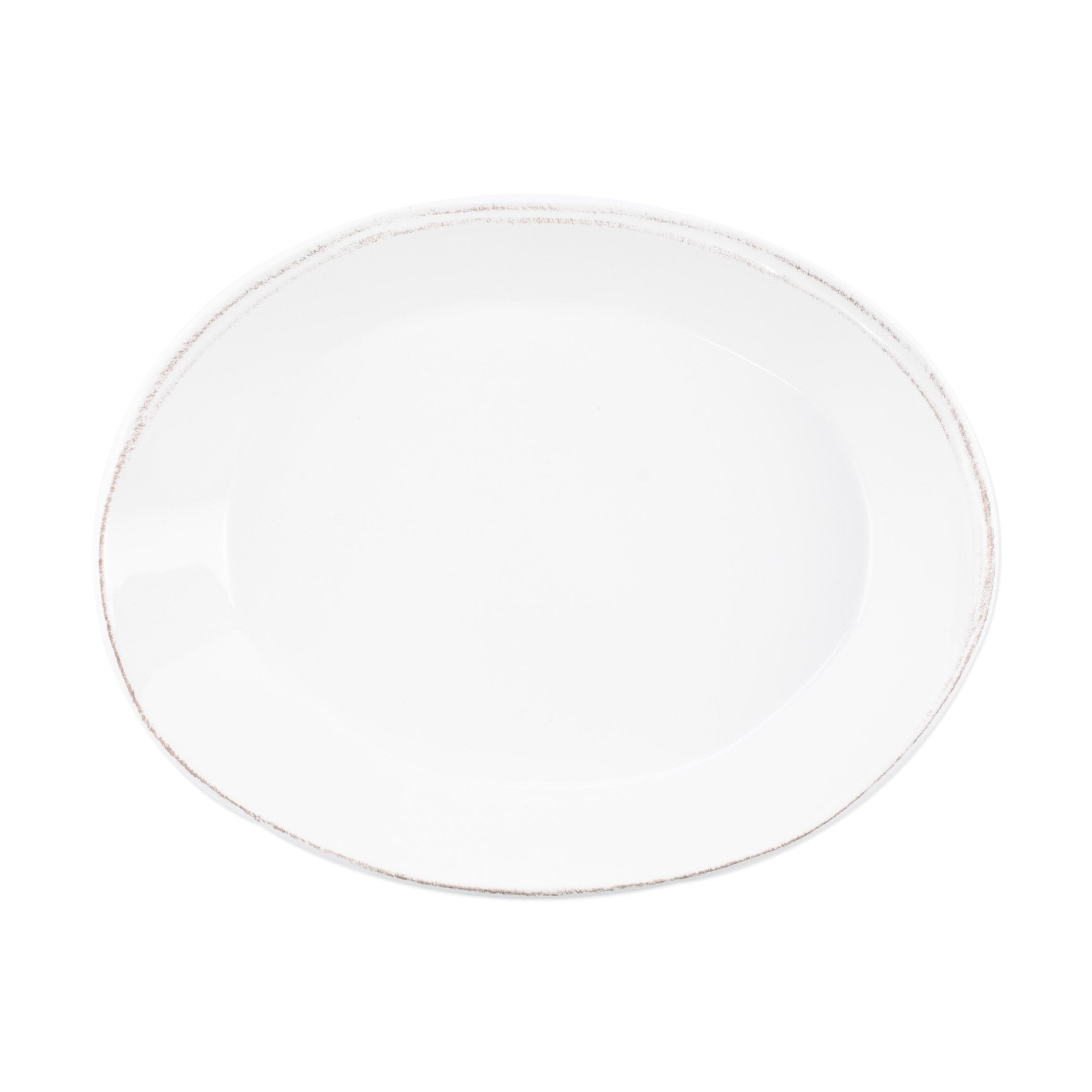 Vietri White Small Oval Baking Dish - Lastra Pattern
