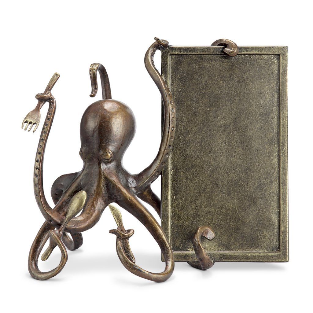 SPI Home Coastal Bronze Aluminum Octopus Chef Menu Holder