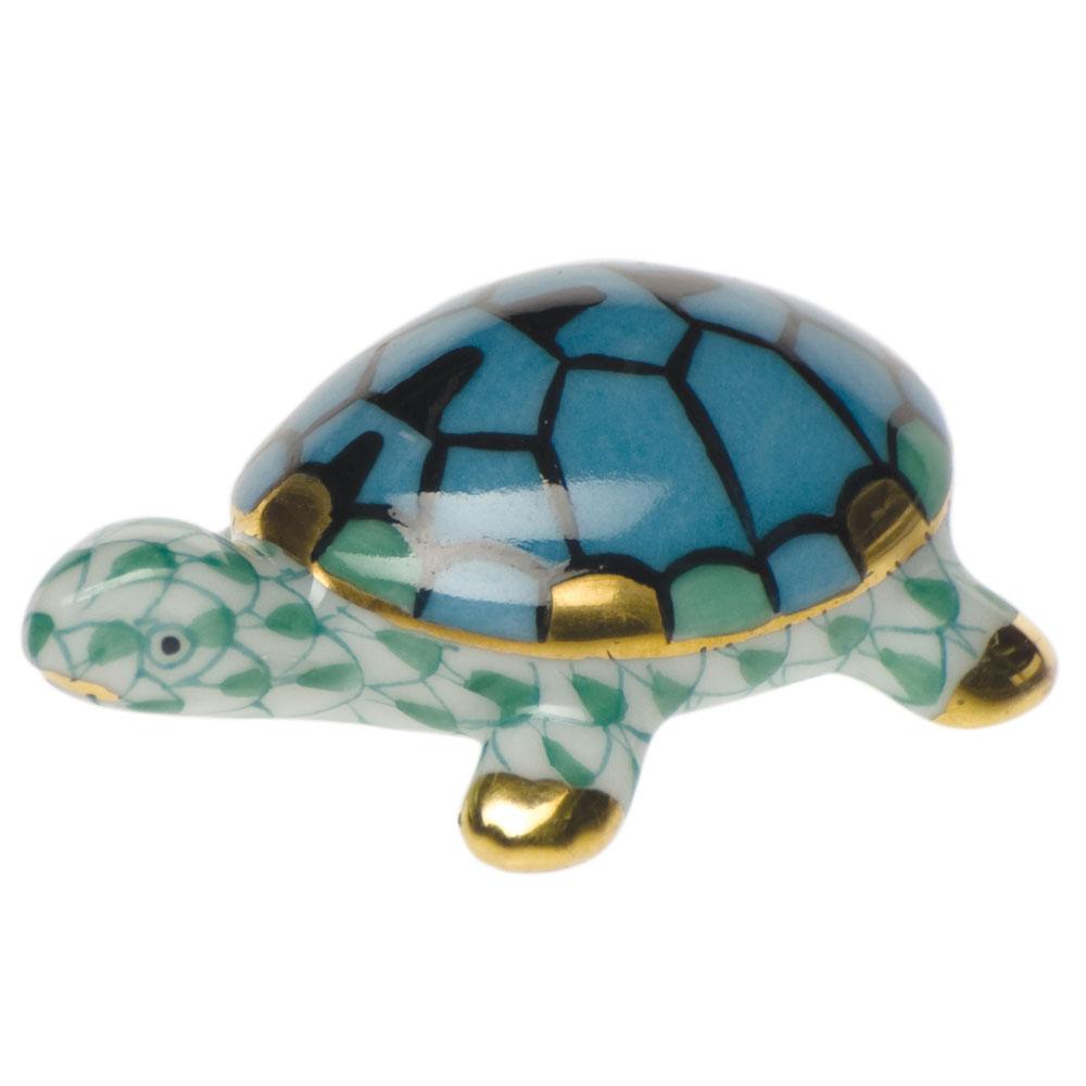 Exquisite Hand - painted Herend Tiny Turtle Porcelain Figurine