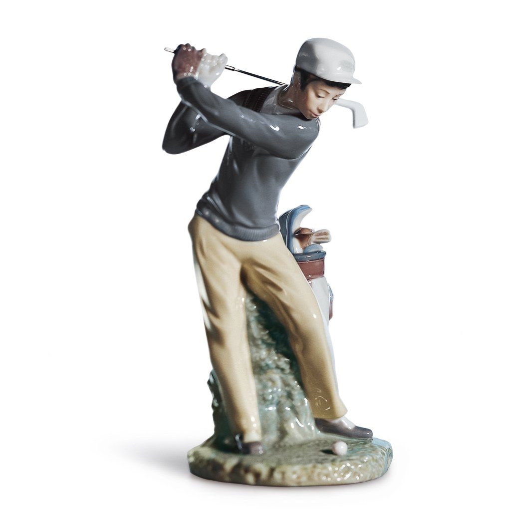 Exquisite Handmade Lladro Porcelain Golfer Figurine from Spain