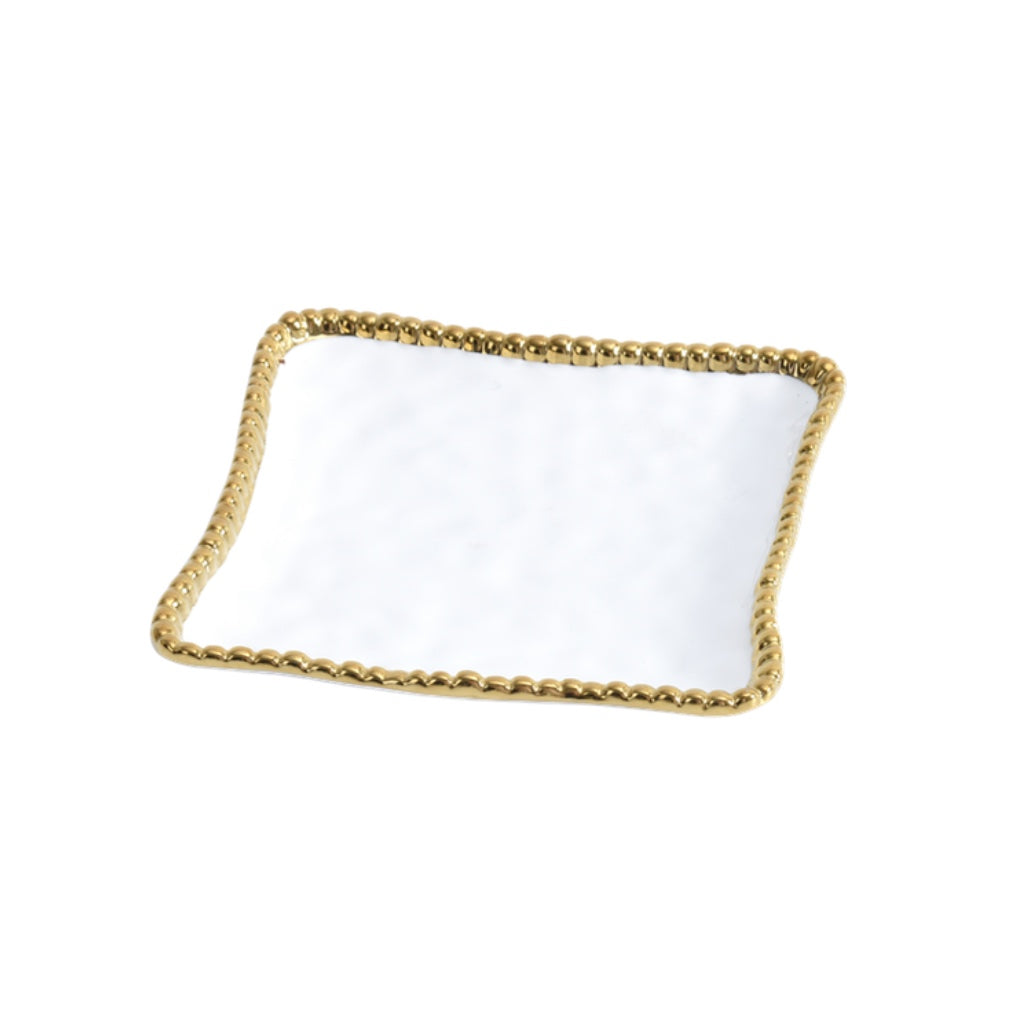 Pampa Bay Golden Salerno Elegant Square Porcelain Appetizer and Dessert Plate