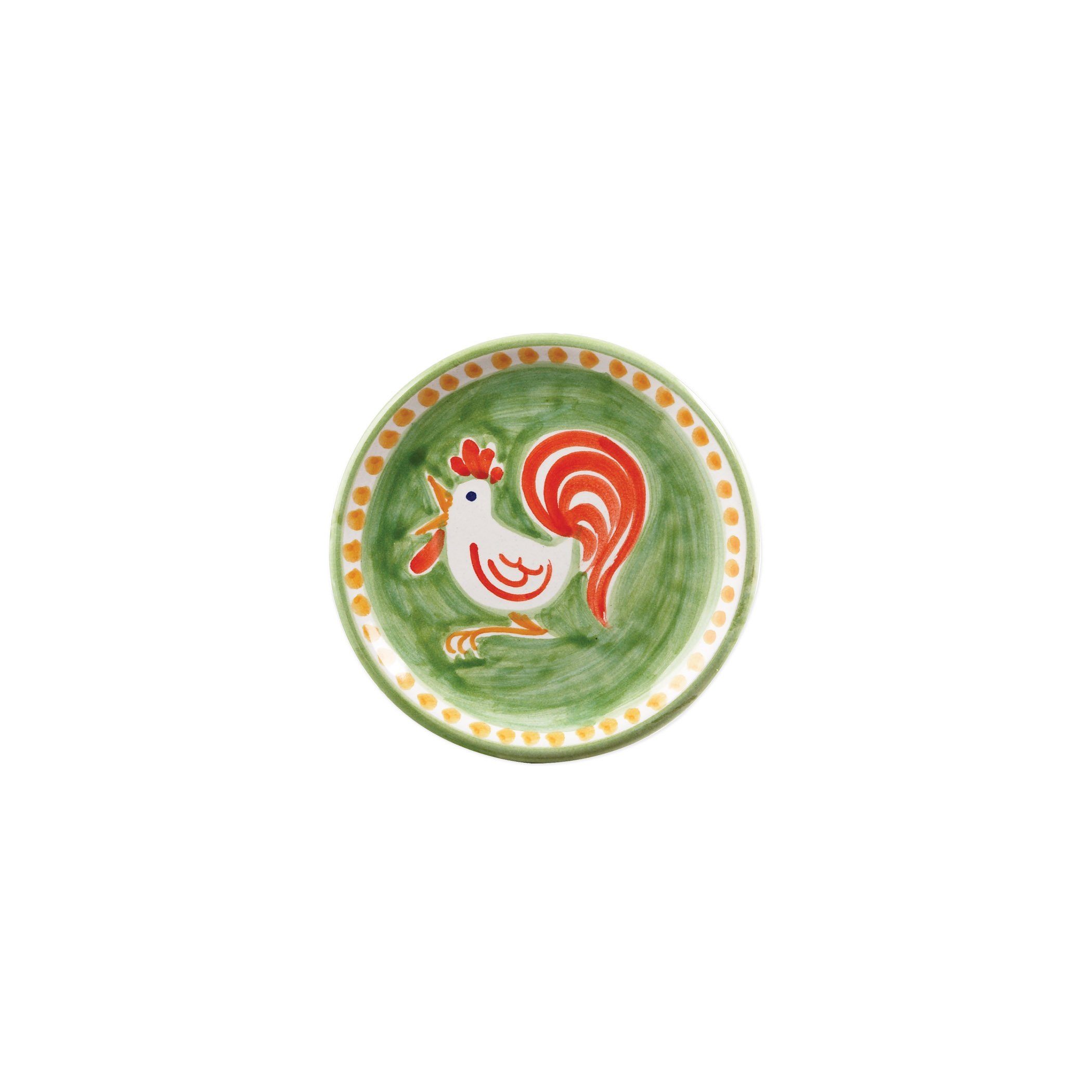 Handmade Vietri Campagna Gallina Olive Oil Bowl with Hand - painted Roosters