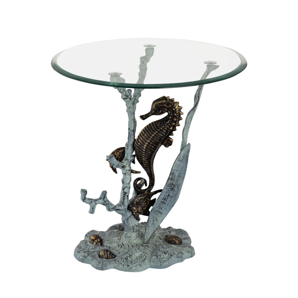 SPI Home Decorative Coastal Seahorse-Styled End Table for Living Spaces