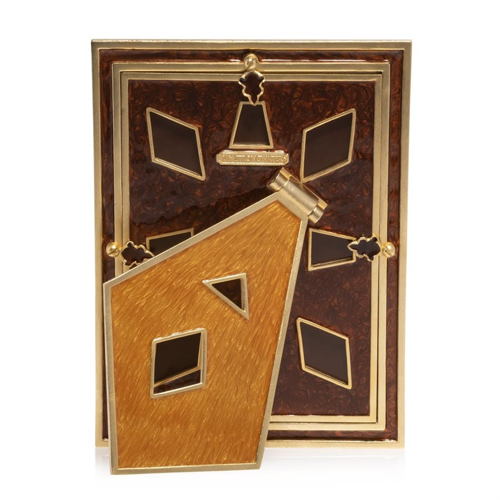 Jay Strongwater 5 x 7 Photo Frame - Mosaic Pyramid Design with Hand - Enameled Topaz Ombre and 14K Gold Finish