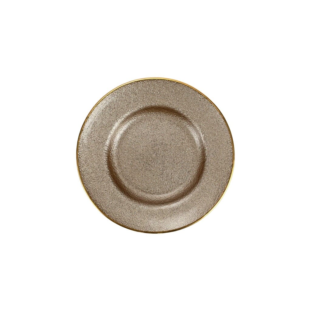 Vietri Elegant Metallic Glass Salad Plate with Gold Rim