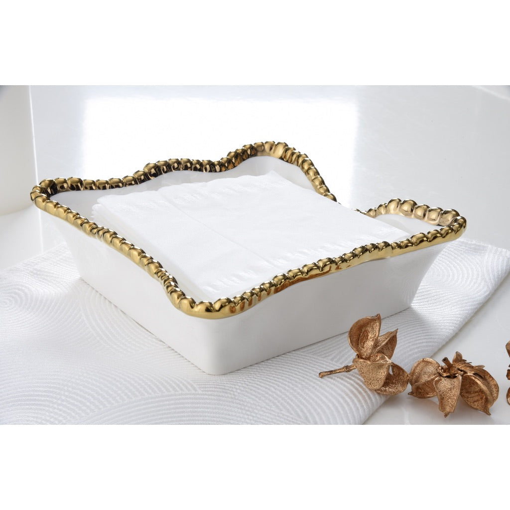 Elegant Golden Titanium-Finished Pampa Bay Salerno Cocktail Napkin Holder