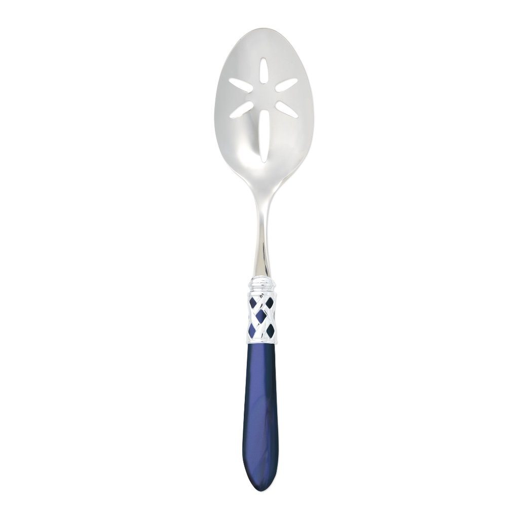 Vietri Aladdin Shiny Chrome 18/10 Stainless Steel Slotted Serving Spoon
