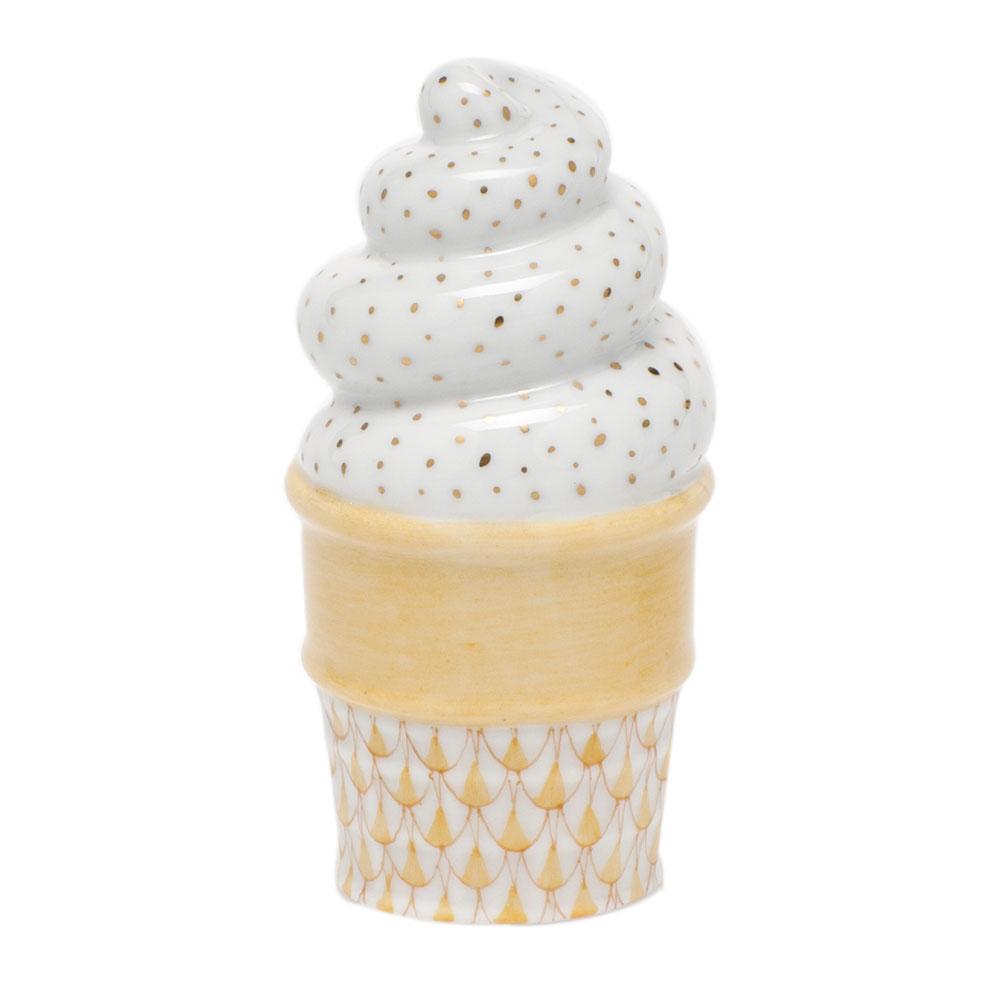 Exquisite Hand - painted Herend Porcelain Ice Cream Cone Figurine