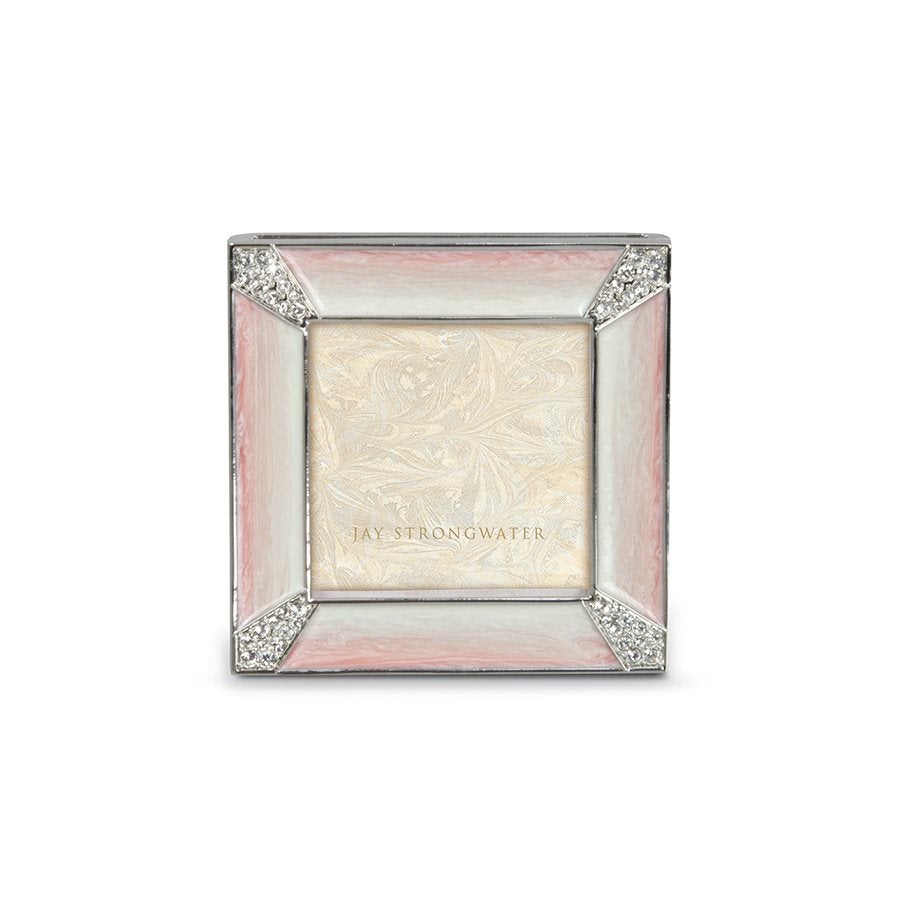 Jay Strongwater Decorative Pale Pink 2 - Square Frame with Leland Pave Corner Design
