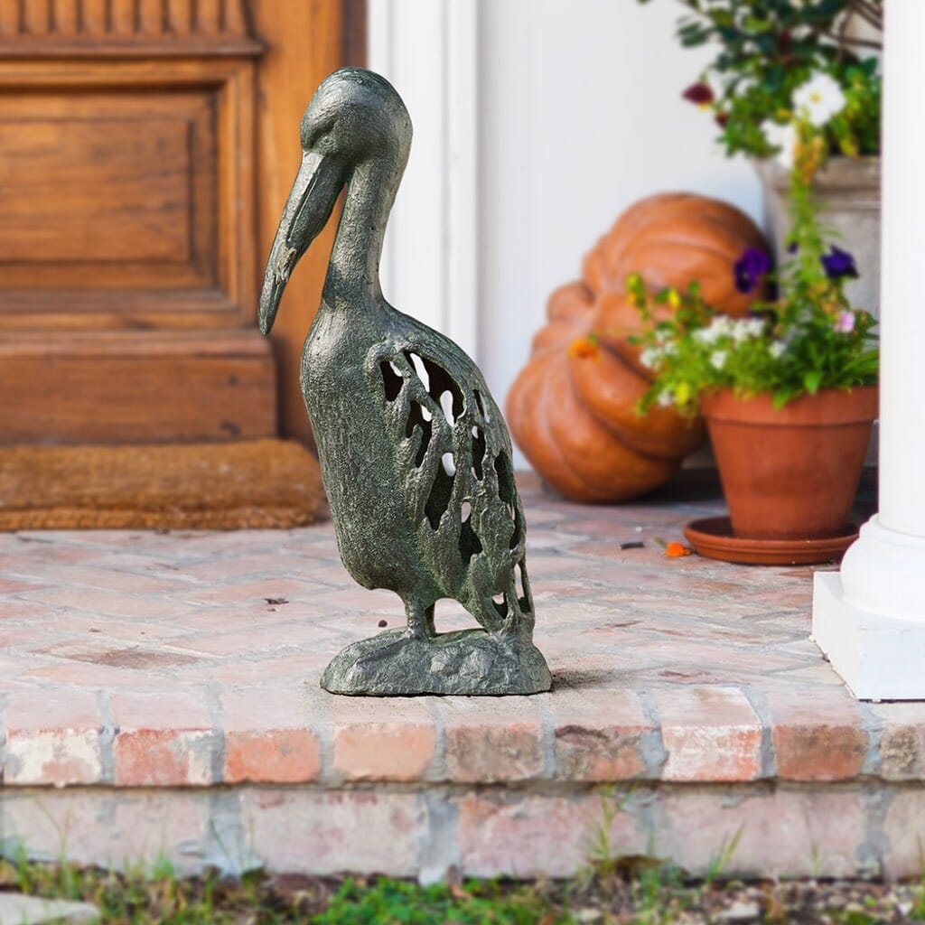 SPI Cast Iron Garden Pelican Sculpture for Snacking Fun