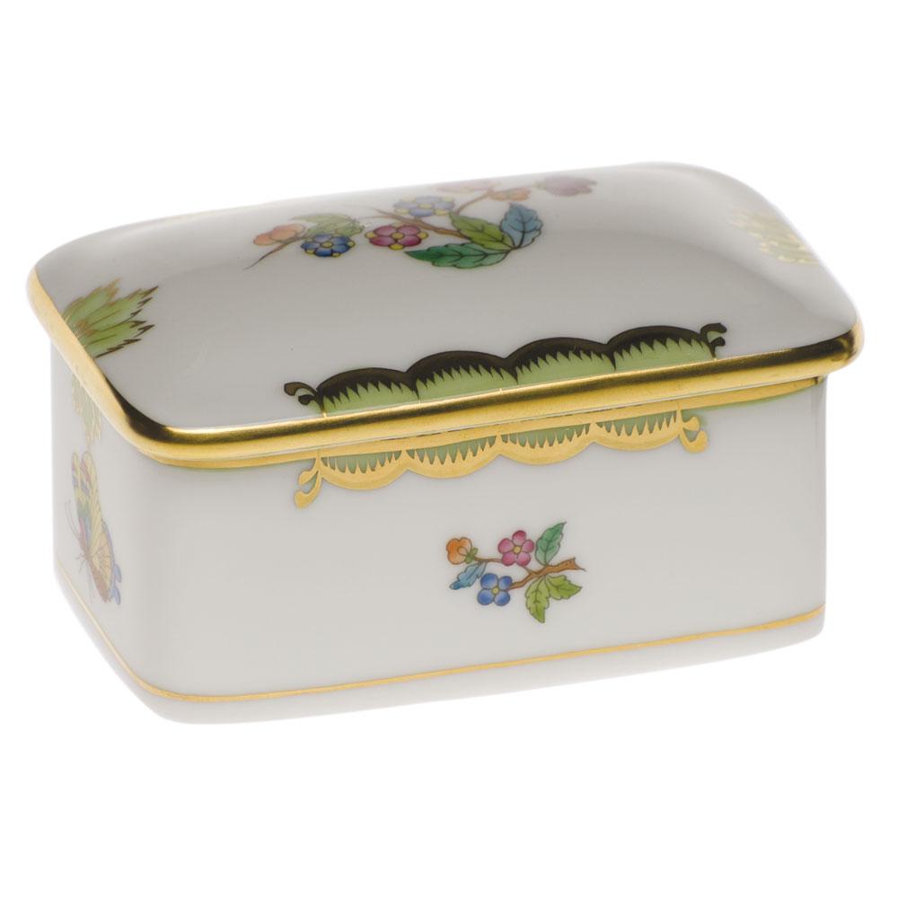 Handmade and Hand - painted Herend Rectangular Porcelain Box