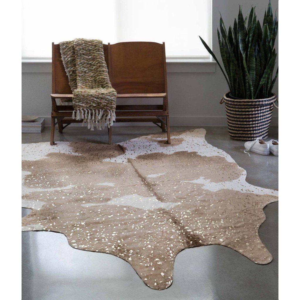Loloi II Bryce BZ 06 Taupe and Champagne Shaded Luxury Area Rug with Gold Metallic Accents