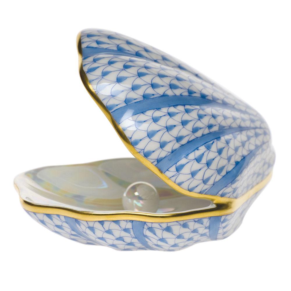 Exquisite Herend Hand - painted Porcelain Oyster Figurine with Pearl