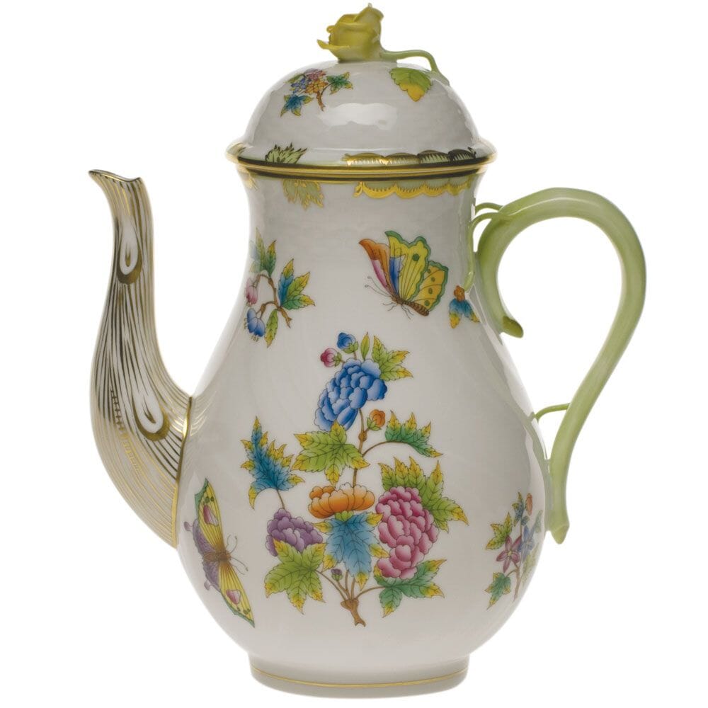 60 oz. Herend Queen Victoria Coffee Pot Decorated with Hand - painted Roses