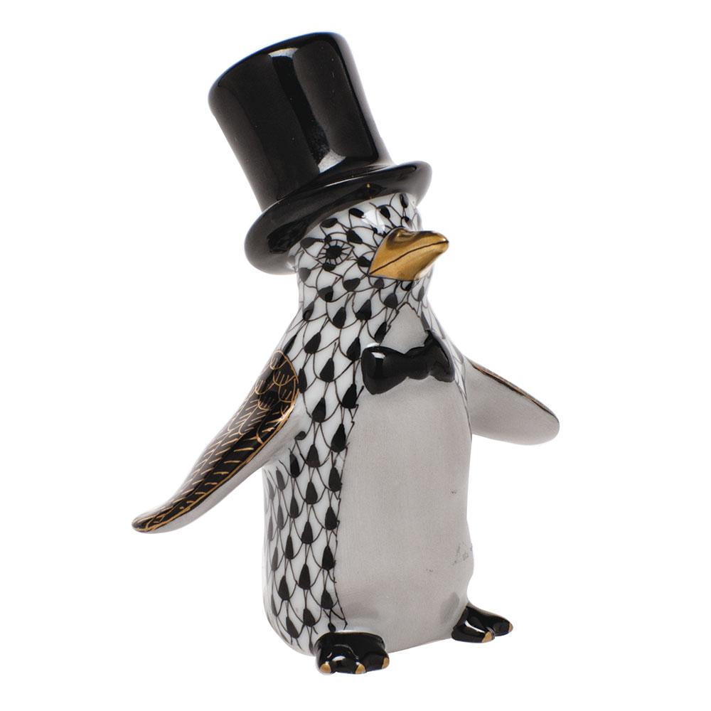 Exquisite Hand - painted Herend Tuxedo Penguin Porcelain Figurine