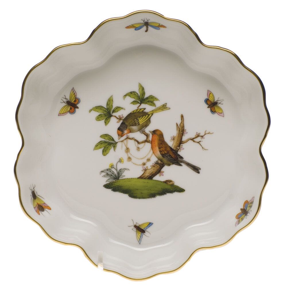 Exquisite Hand - painted Herend Rothschild Bird Porcelain Fruit Bowl with 24K Gold Accents