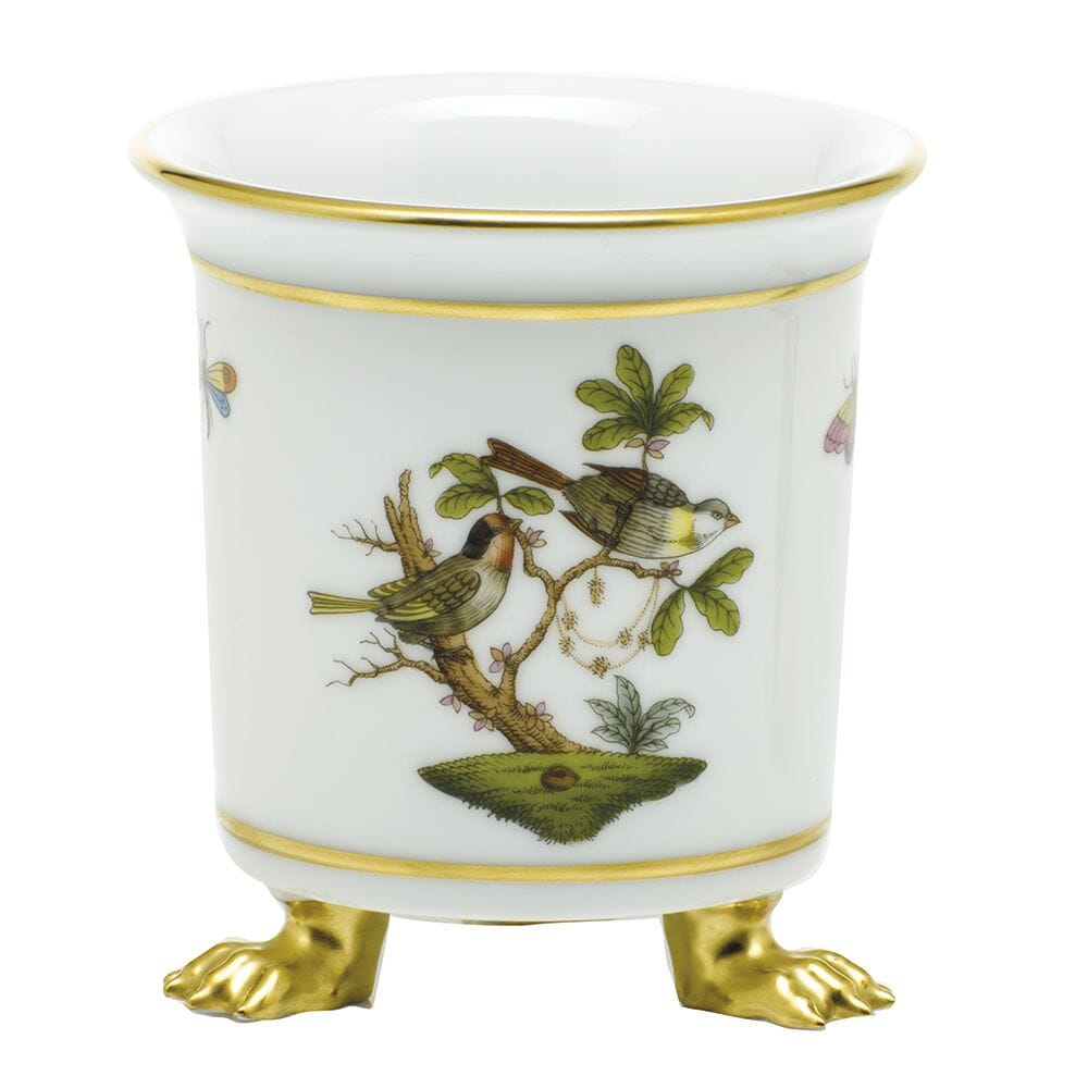 Mini Herend Rothschild Bird Cachepot with Feet and 24K Gold Accents