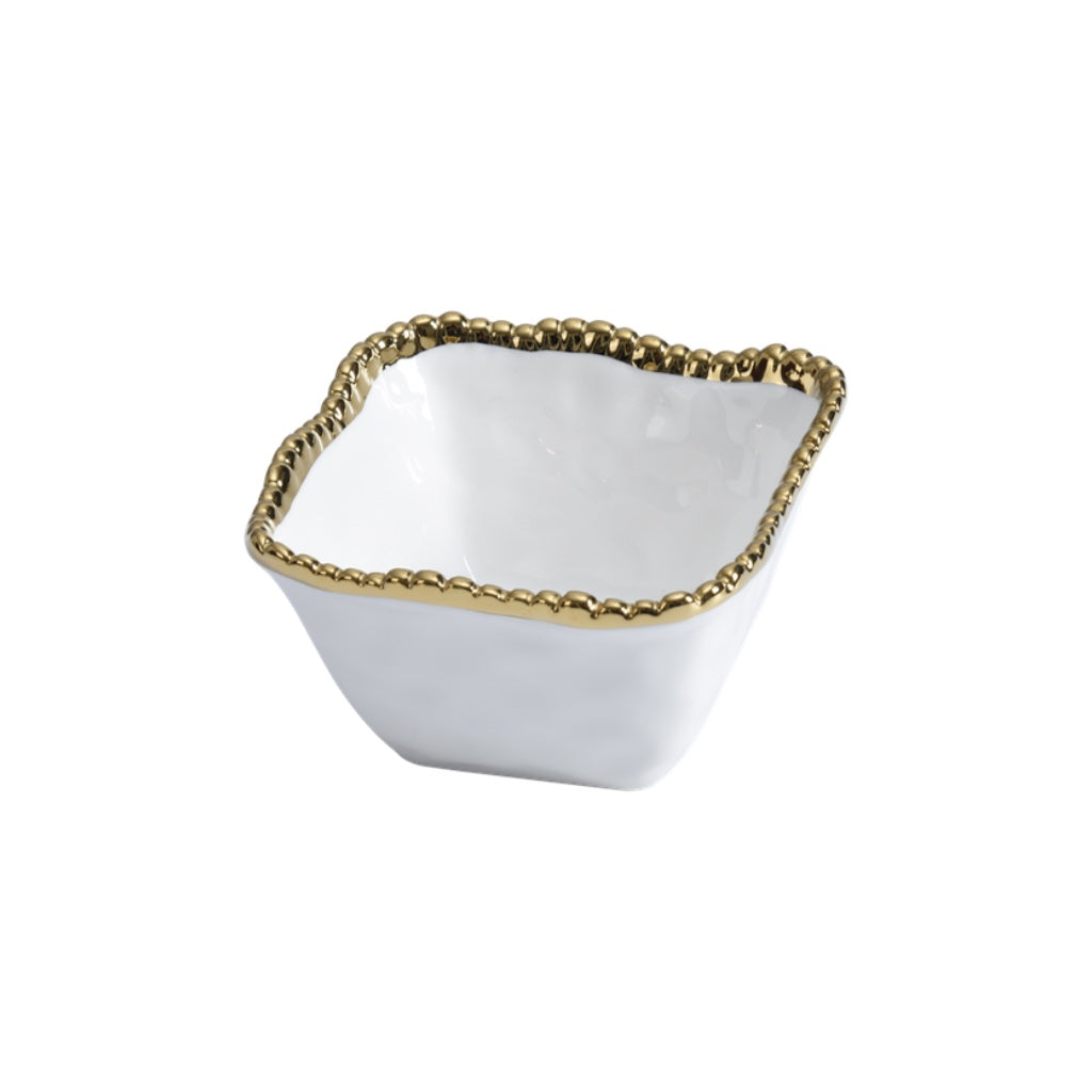 Pampa Bay Golden Finished Square Snack Bowl for Everyday Use