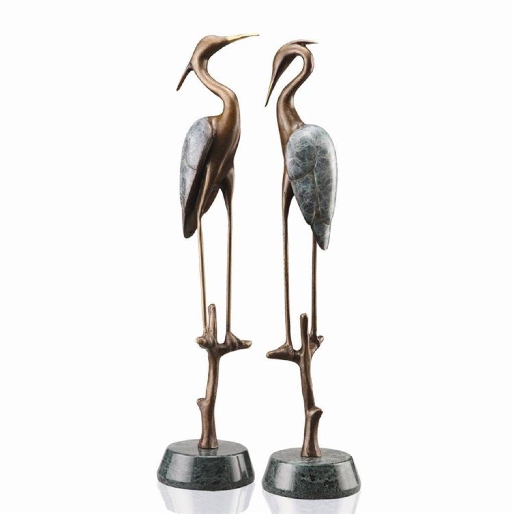 Exquisite Handmade Brass Wetlands Heron Pair Sculpture