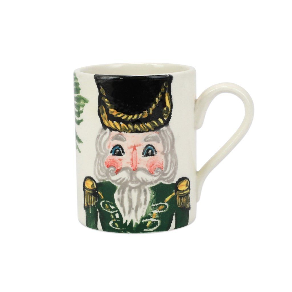 Vietri Hand - Painted Green Nutcracker - Themed Ceramic Mug for Christmas Decor and Collection