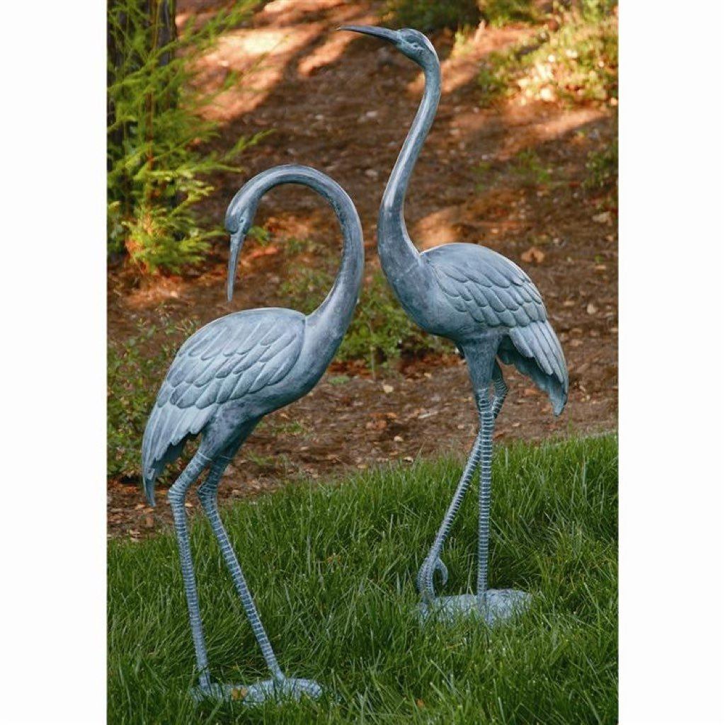 Medium-Sized SPI Garden Crane Pair with Patina Finish