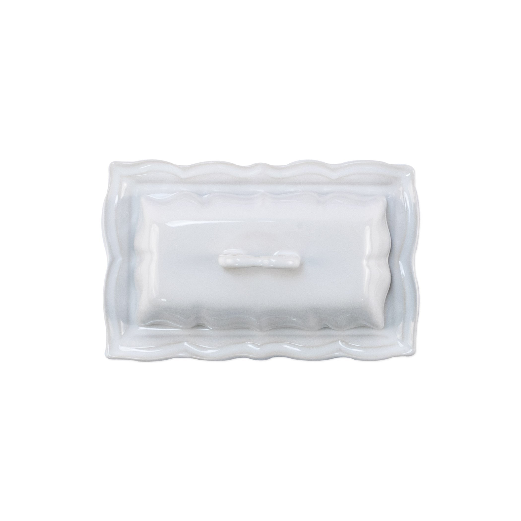Vietri White Incanto Stone Baroque Hand - crafted Butter Dish